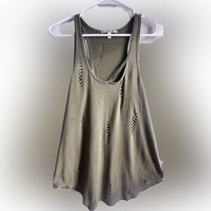 Express Olive Distressed Tank Top